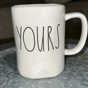 Rae Dunn YOURS Coffee/Tea White Drinking Mug Cup “YOURS”